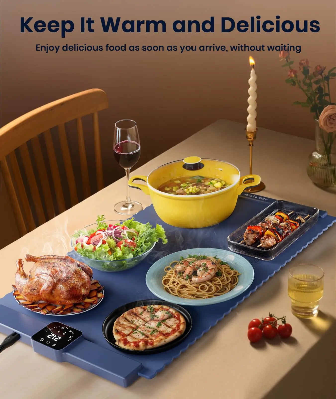 Electric Food Warming Mat with Adjustable Temperature