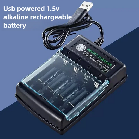 PowerCell Smart USB AA Charger with Cover – 4 Independent Slots, 1.5V Rechargeable