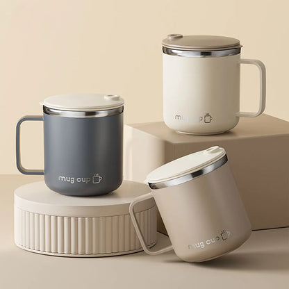 ThermaSip™ 400ml Insulated Stainless Steel Coffee Mug – Double Wall Leakproof Travel Cup with Lid