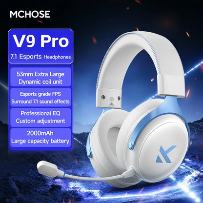 MCHOSE V9 Pro Wireless Gaming Headset – Quad-Mode Over-Ear Bluetooth Headphones with HD Sound & Pro Mic for PC Gamers