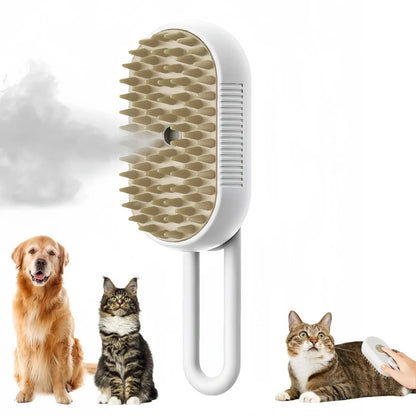 3-in-1 Pet Steam Massage Brush – Dog & Cat Grooming, Bath & Hair Removal Comb