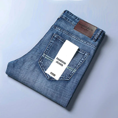 Men's Business Jeans, Stretch Denim Trousers, Straight Fit Jeans, Smart Casual Denim, Work Jeans
