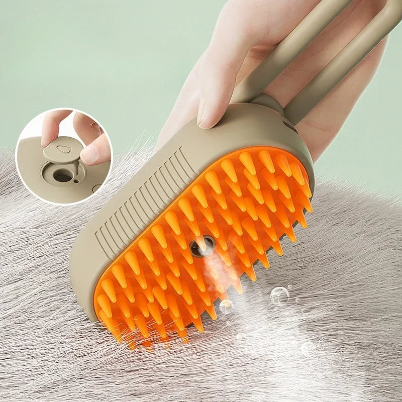 3-in-1 Pet Steam Massage Brush – Dog & Cat Grooming, Bath & Hair Removal Comb