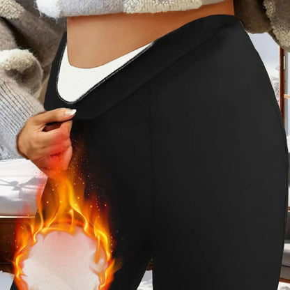Women's Thermal Fleece Lined Flared Trousers – Warm Wool-Lined Winter Stretch Leggings