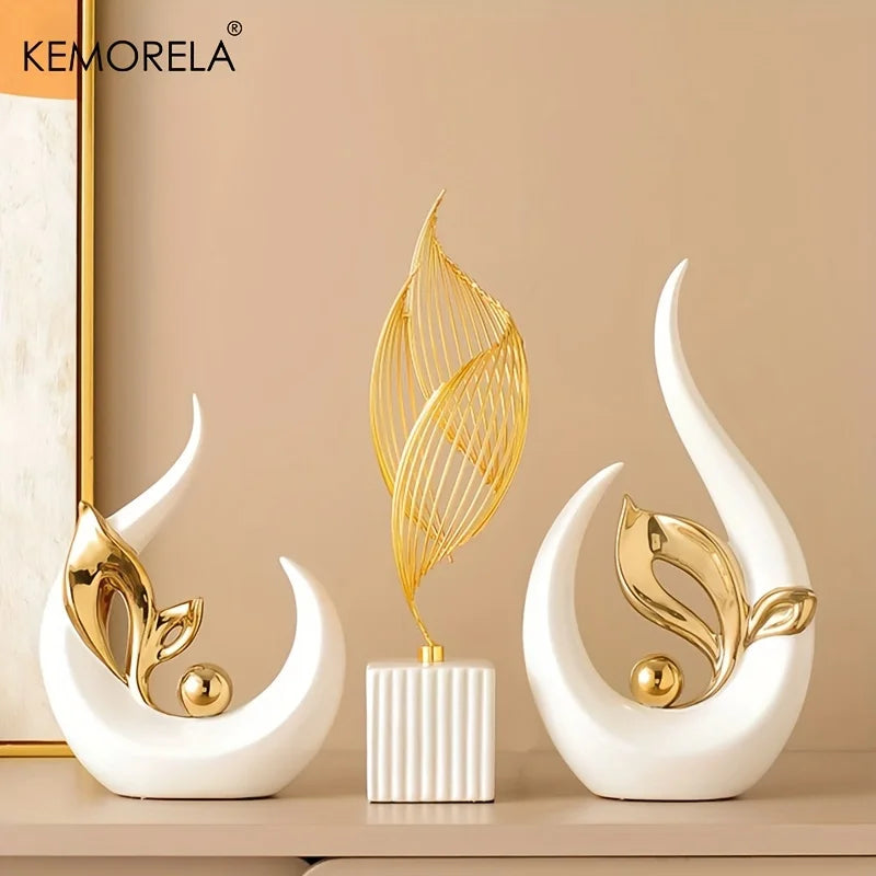 Modern Ceramic Statue – Nordic Luxury Figurine for Home, Living Room & Office Décor