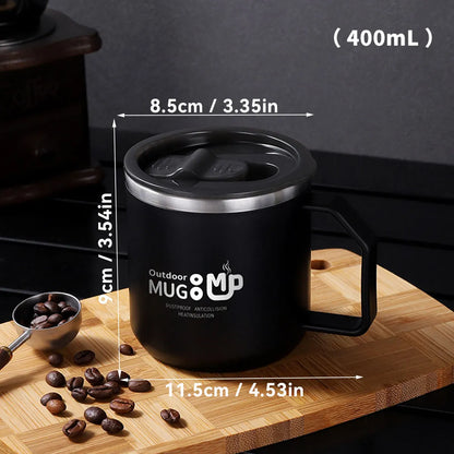 ThermaSip™ 400ml Insulated Stainless Steel Coffee Mug – Double Wall Leakproof Travel Cup with Lid