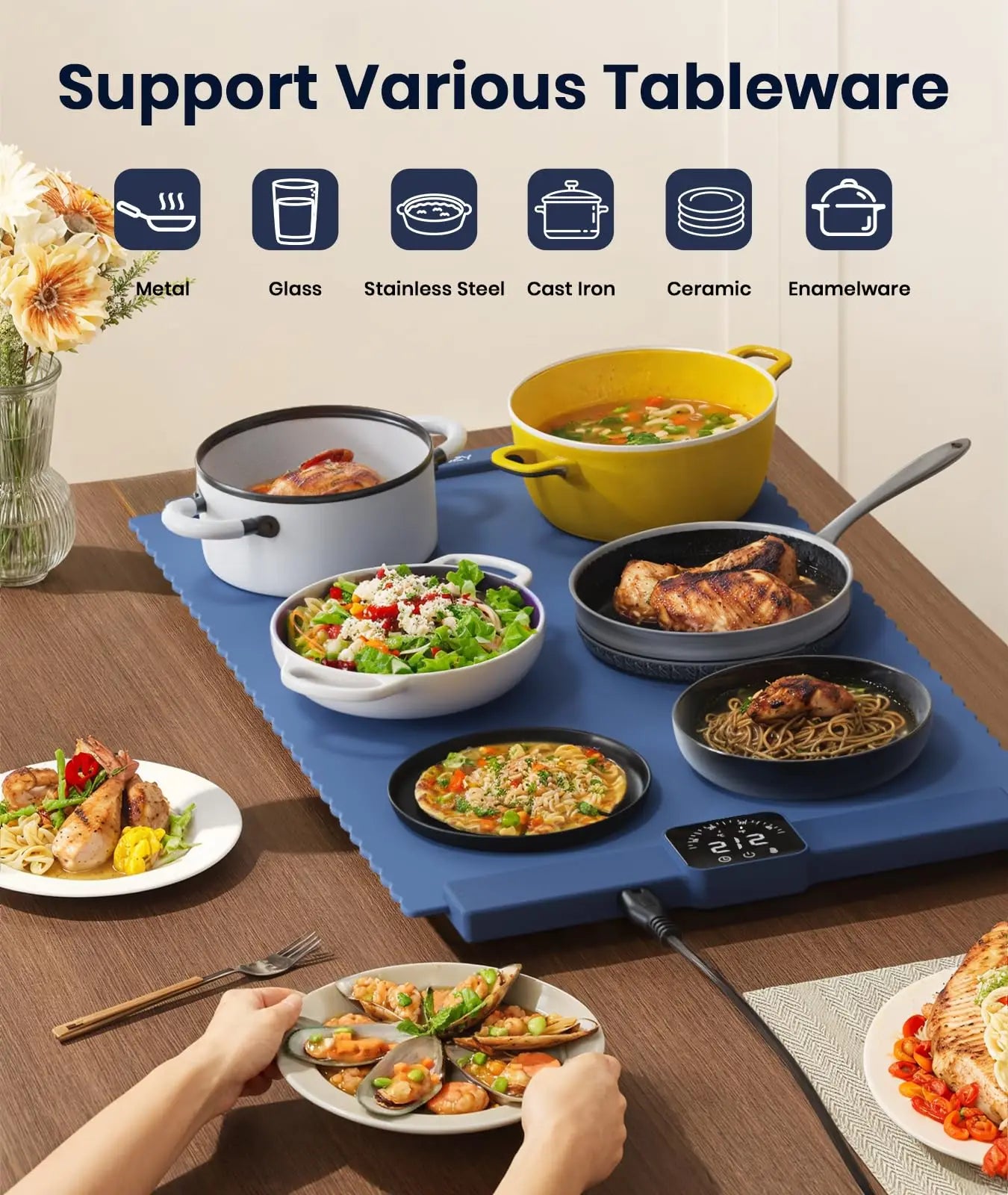 Electric Food Warming Mat with Adjustable Temperature