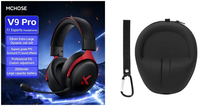 MCHOSE V9 Pro Wireless Gaming Headset – Quad-Mode Over-Ear Bluetooth Headphones with HD Sound & Pro Mic for PC Gamers