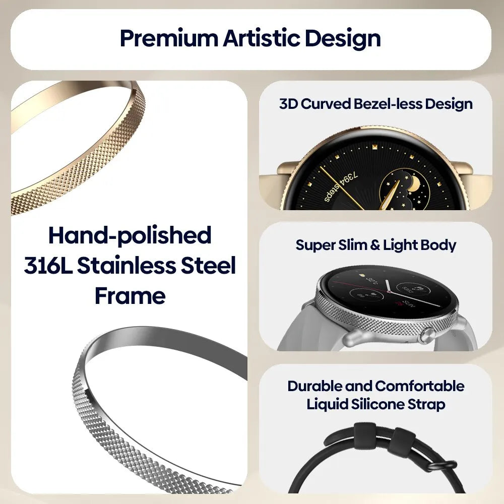 Elite AMOLED Voice Calling Smart Watch with Stainless Steel Frame
