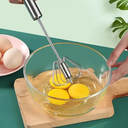QuickWhip™ Semi-Automatic Stainless Steel Egg Whisk – Effortless Hand Mixer for Baking & Cooking