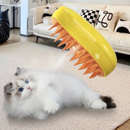 3-in-1 Pet Steam Massage Brush – Dog & Cat Grooming, Bath & Hair Removal Comb