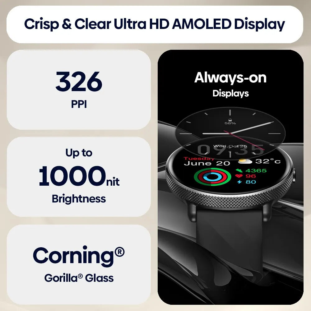 Elite AMOLED Voice Calling Smart Watch with Stainless Steel Frame