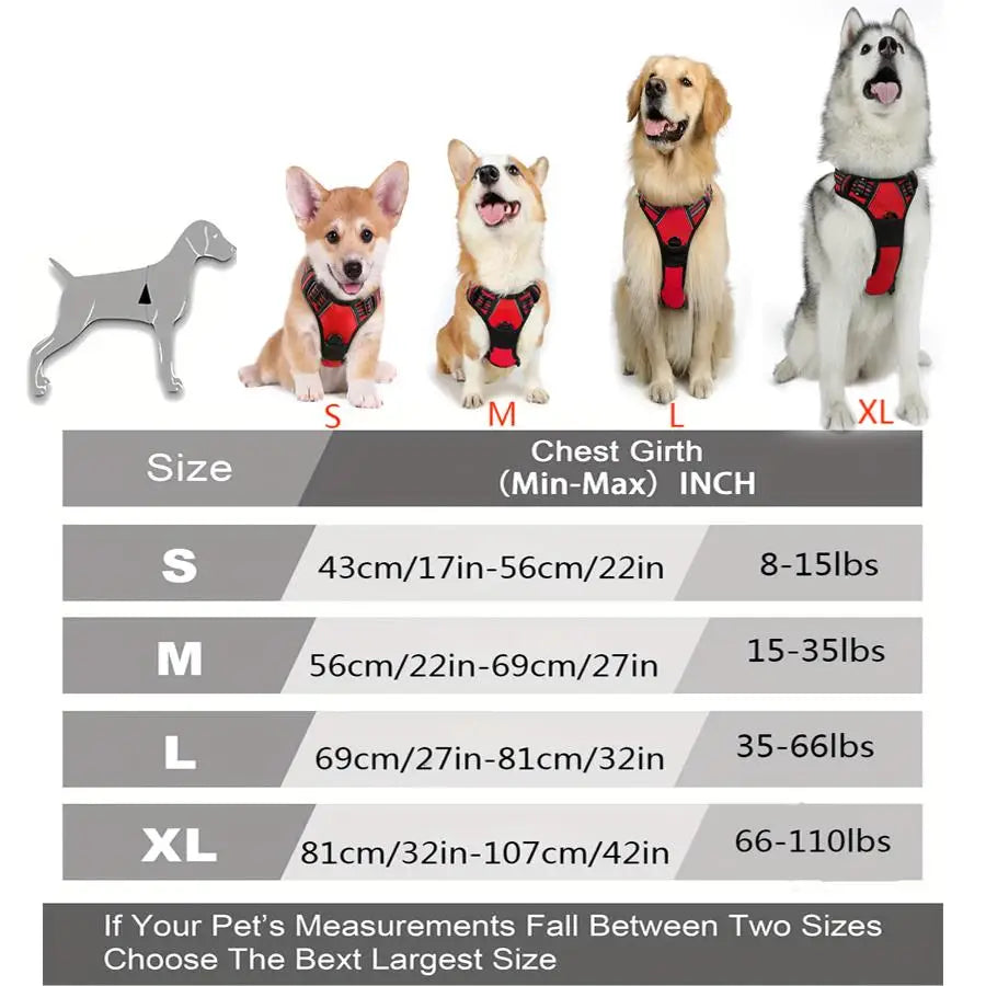 SafeStride™ Reflective Front-Clip Harness with Handle for Large Dogs