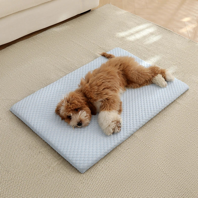 CoolPaw™ Ice Silk Cooling Pet Mat – Breathable Non-Slip Washable Dog & Cat Bed Pad