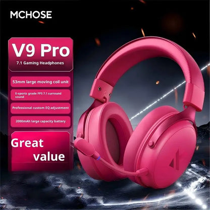 MCHOSE V9 Pro Wireless Gaming Headset – Quad-Mode Over-Ear Bluetooth Headphones with HD Sound & Pro Mic for PC Gamers