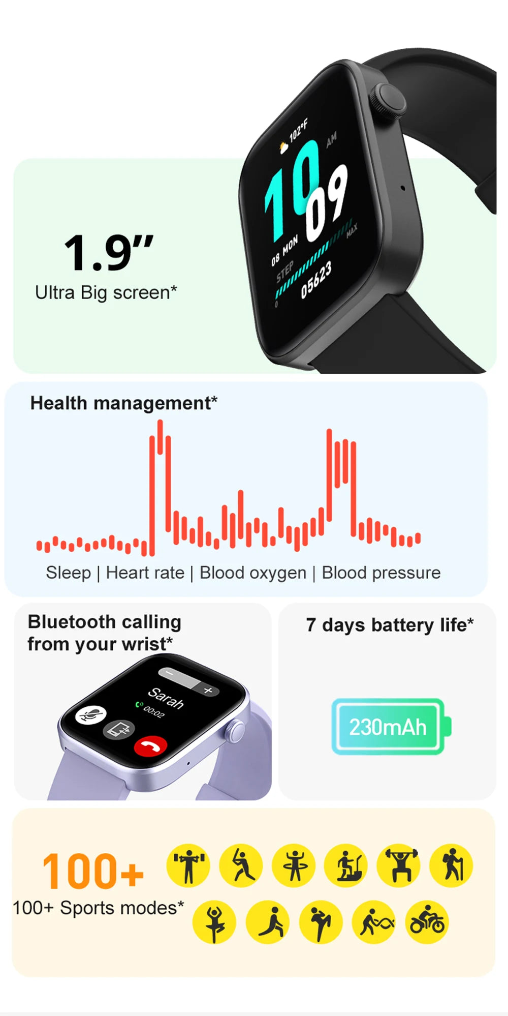 Relógio Inteligente COLMI P71 ActiveVoice – Smartwatch à prova d'água IP68 com monitoramento de saúde para homens e mulheres