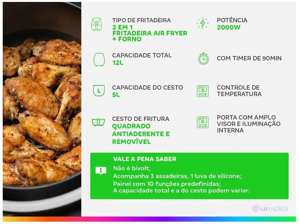 12L Large Capacity Air Fryer Oven – Oil-Free Healthy Cooking with Rapid Hot Air