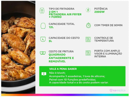 12L Large Capacity Air Fryer Oven – Oil-Free Healthy Cooking with Rapid Hot Air