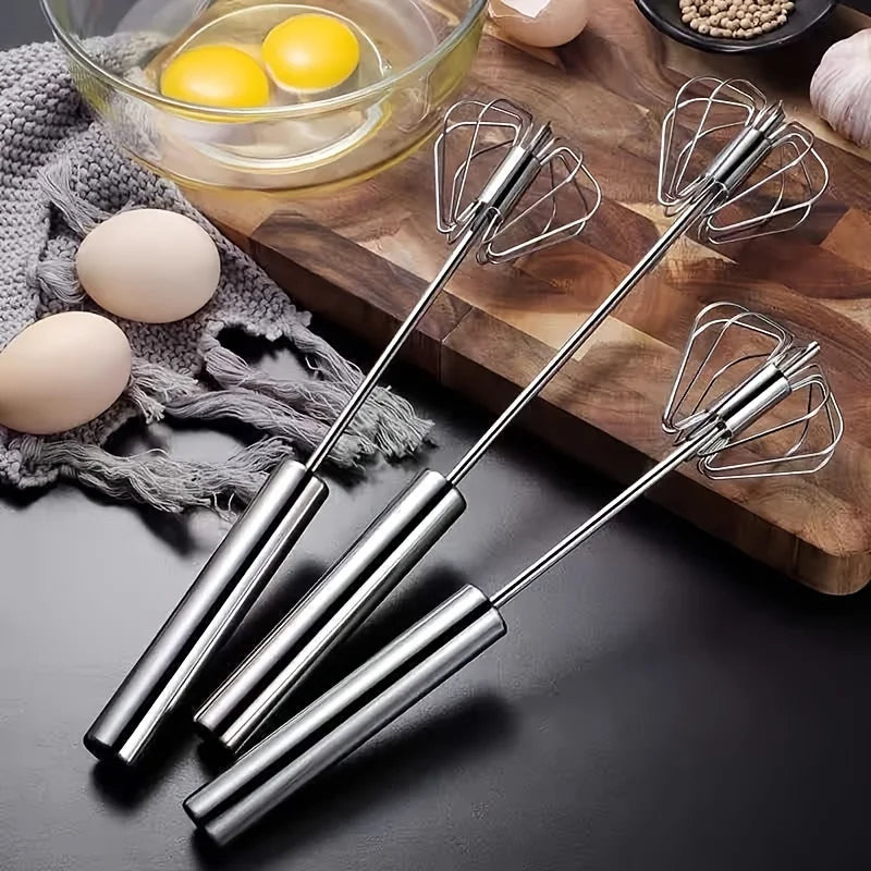 QuickWhip™ Semi-Automatic Stainless Steel Egg Whisk – Effortless Hand Mixer for Baking & Cooking