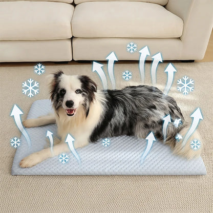 CoolPaw™ Ice Silk Cooling Pet Mat – Breathable Non-Slip Washable Dog & Cat Bed Pad