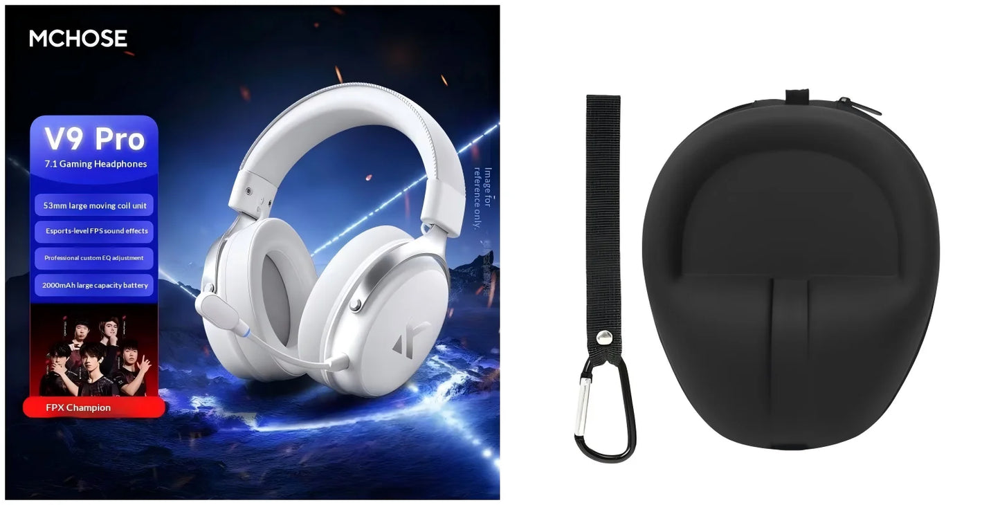 MCHOSE V9 Pro Wireless Gaming Headset – Quad-Mode Over-Ear Bluetooth Headphones with HD Sound & Pro Mic for PC Gamers