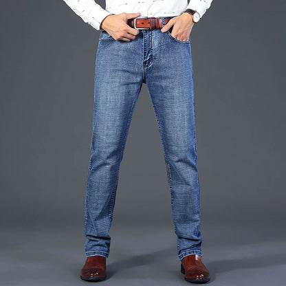 Men's Business Jeans, Stretch Denim Trousers, Straight Fit Jeans, Smart Casual Denim, Work Jeans