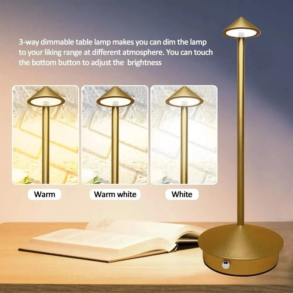 LumiTouch™ Rechargeable LED Table Lamp – Cordless Touch Sensor Bedside Light with 3 Colour Modes