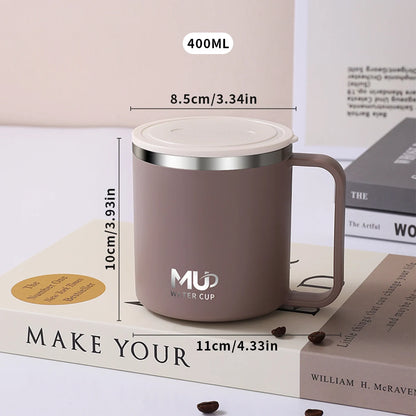 ThermaSip™ 400ml Insulated Stainless Steel Coffee Mug – Double Wall Leakproof Travel Cup with Lid