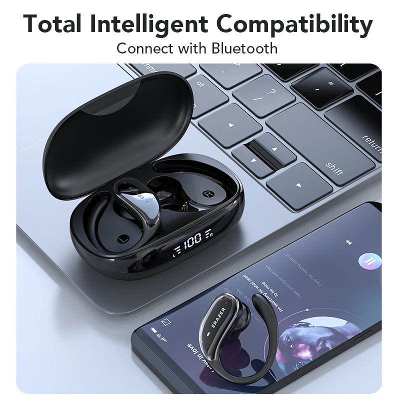 XT80 ActiveBeat Auriculares Bluetooth – Auriculares Inalámbricos con Reducción de Ruido y Ganchos de Sujeción Segura