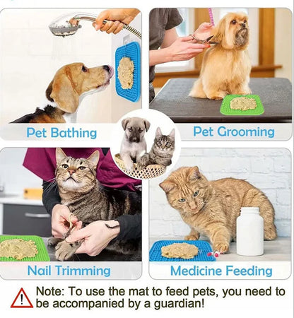 PawLick™ Silicone Slow Feeder Licking Mat – Suction Cup Anti-Choke Pet Feeding Mat