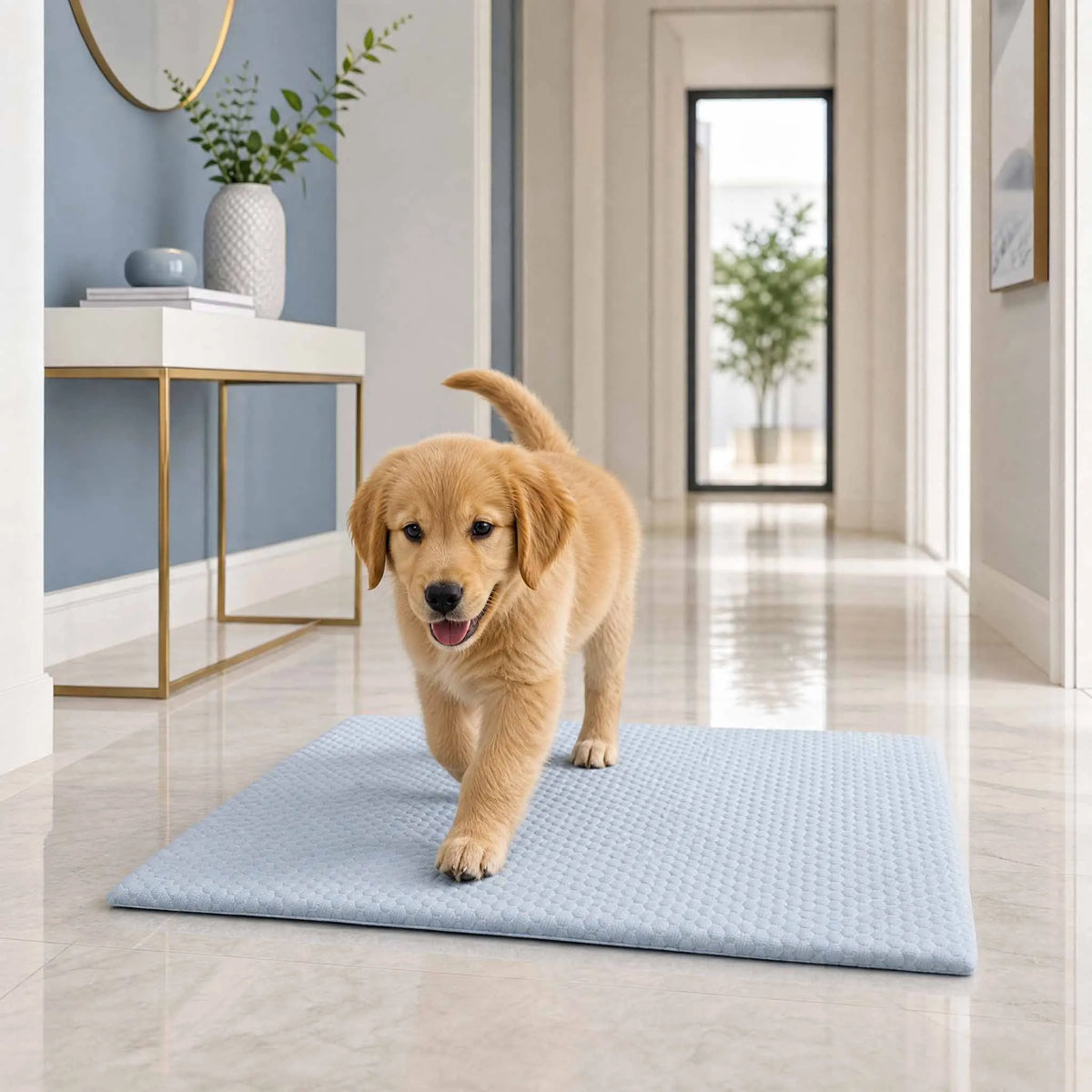 CoolPaw™ Ice Silk Cooling Pet Mat – Breathable Non-Slip Washable Dog & Cat Bed Pad