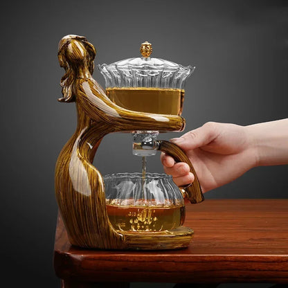 Glass Tea Set with Automatic Heat-Resistant Teapot