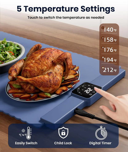 Electric Food Warming Mat with Adjustable Temperature