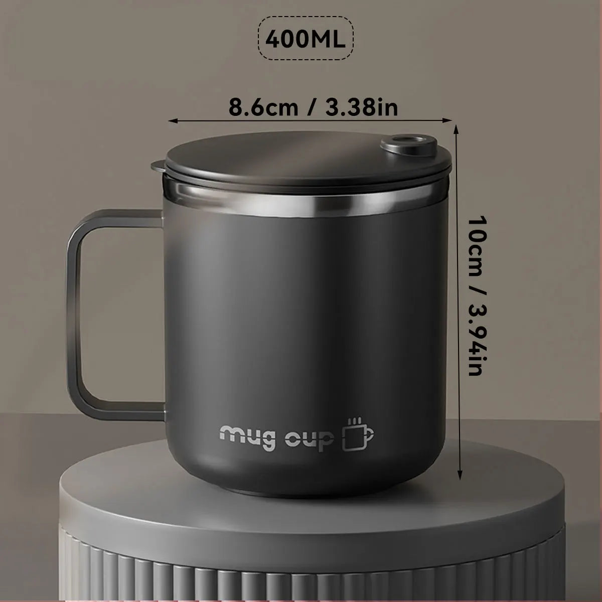 ThermaSip™ 400ml Insulated Stainless Steel Coffee Mug – Double Wall Leakproof Travel Cup with Lid