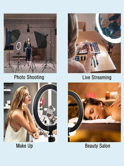 LumiStudio™ 26cm LED Ring Light with Tripod Stand – Professional Shooting Lamp for Makeup, Video & Photography