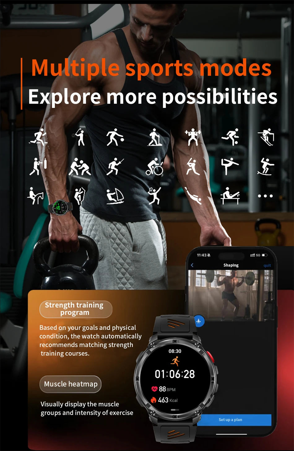 T-Rex3 Ultra Outdoor GPS Smartwatch – 1100mAh B
