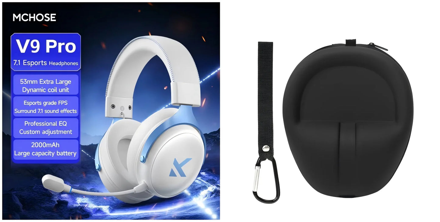 MCHOSE V9 Pro Wireless Gaming Headset – Quad-Mode Over-Ear Bluetooth Headphones with HD Sound & Pro Mic for PC Gamers