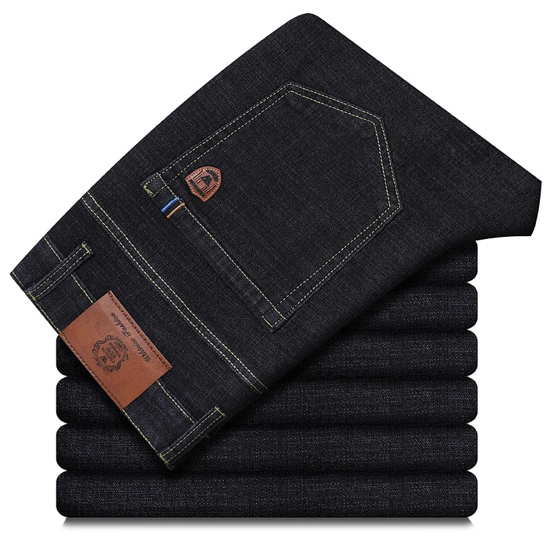 Men's Business Jeans, Stretch Denim Trousers, Straight Fit Jeans, Smart Casual Denim, Work Jeans