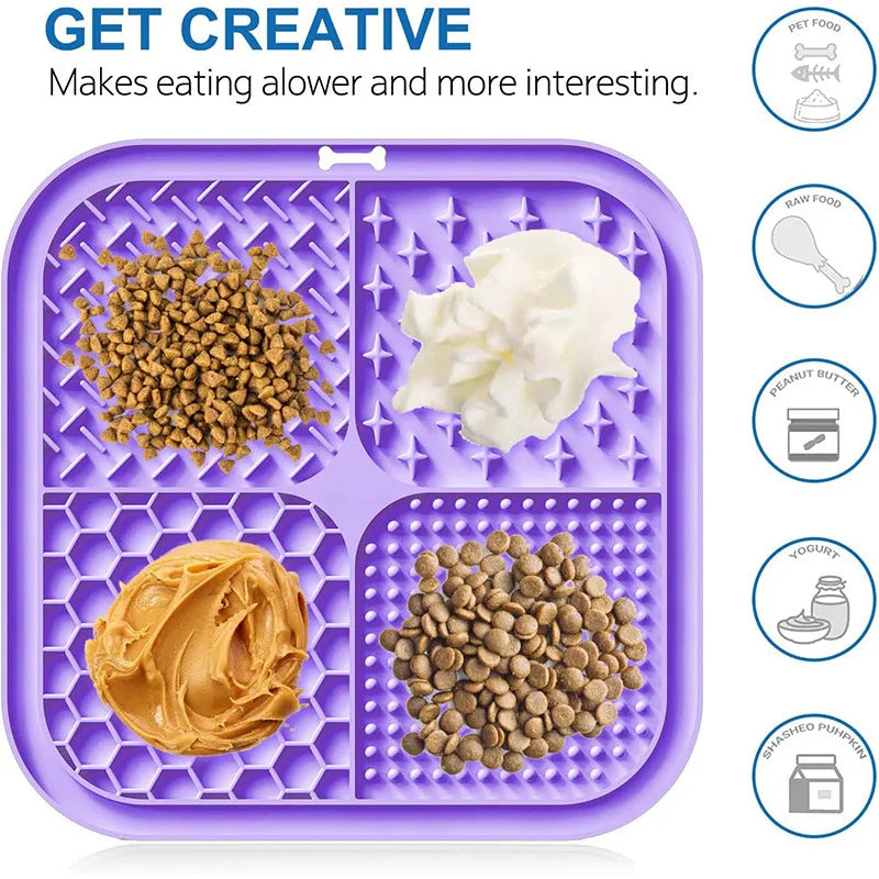 PawLick™ Silicone Slow Feeder Licking Mat – Suction Cup Anti-Choke Pet Feeding Mat