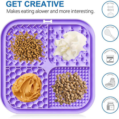 PawLick™ Silicone Slow Feeder Licking Mat – Suction Cup Anti-Choke Pet Feeding Mat