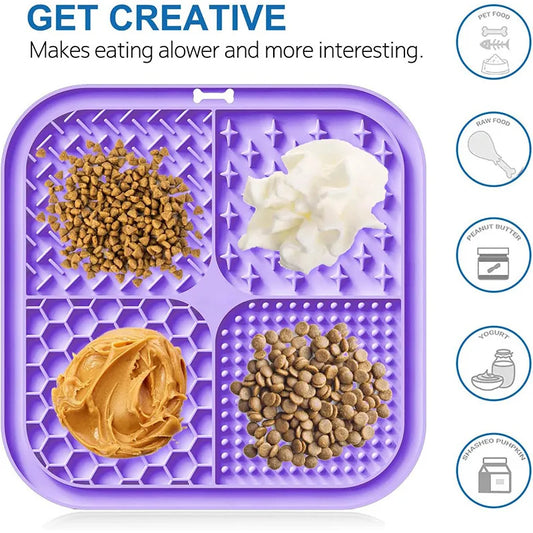 PawLick™ Silicone Slow Feeder Licking Mat – Suction Cup Anti-Choke Pet Feeding Mat