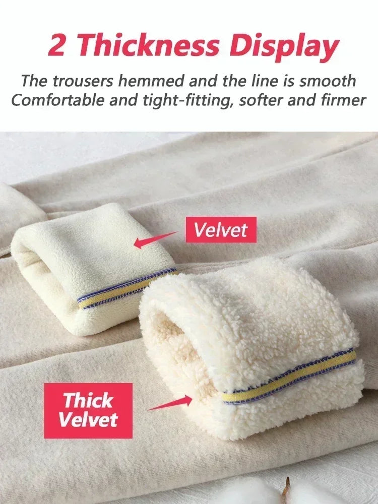 Women's Thermal Fleece Lined Winter Leggings – Thick Stretch Velvet Cotton Warm Slim Fit Tights