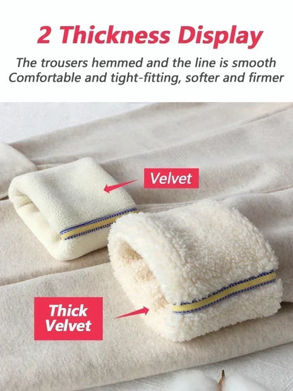 Women's Thermal Fleece Lined Winter Leggings – Thick Stretch Velvet Cotton Warm Slim Fit Tights
