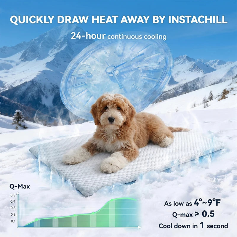 CoolPaw™ Ice Silk Cooling Pet Mat – Breathable Non-Slip Washable Dog & Cat Bed Pad