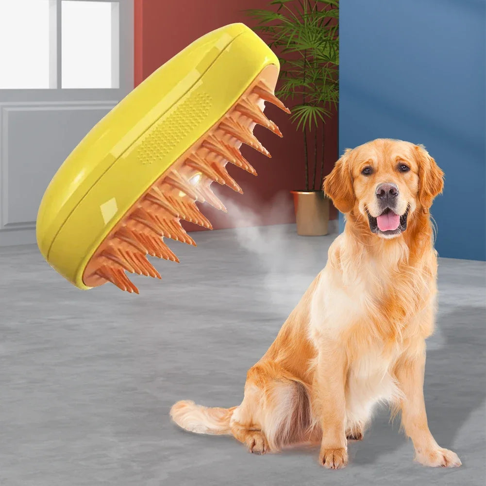 3-in-1 Pet Steam Massage Brush – Dog & Cat Grooming, Bath & Hair Removal Comb