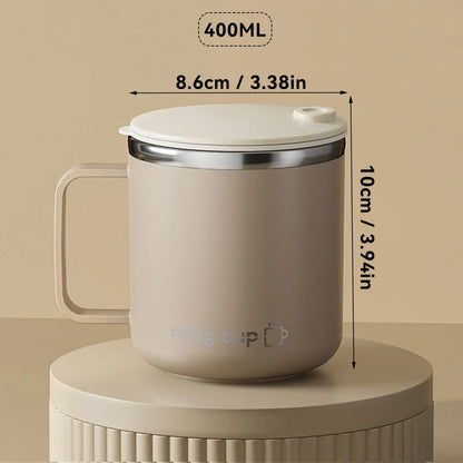 ThermaSip™ 400ml Insulated Stainless Steel Coffee Mug – Double Wall Leakproof Travel Cup with Lid