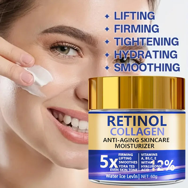 YouthRenew™ Retinol & Collagen Face Cream – Anti-Ageing Firming Moisturiser with Hyaluronic Acid 60g