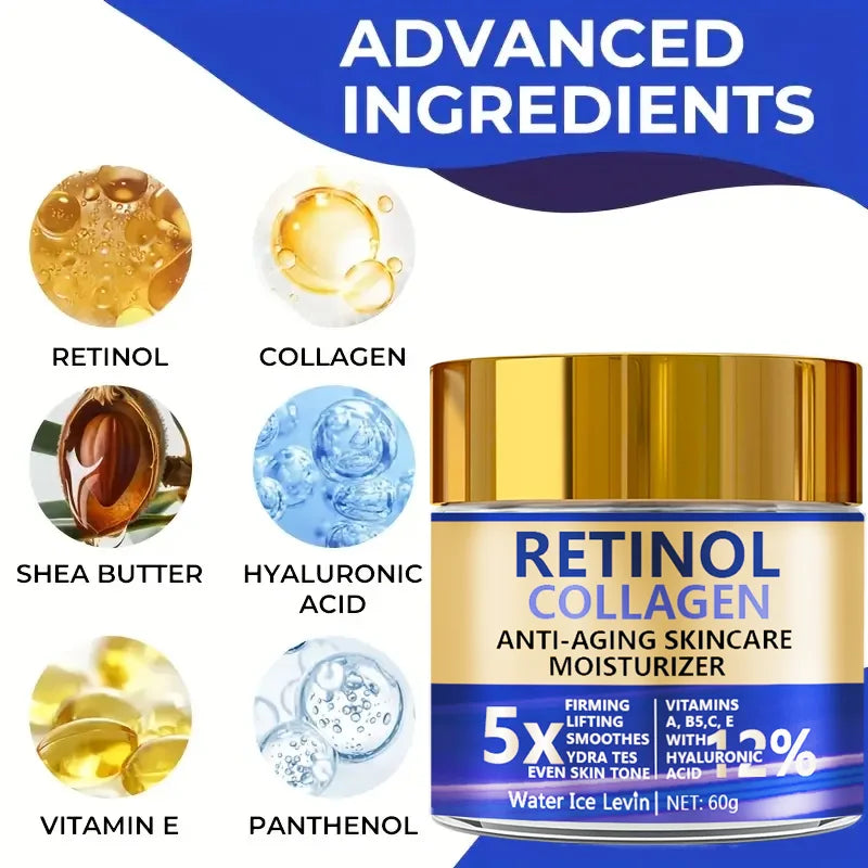 YouthRenew™ Retinol & Collagen Face Cream – Anti-Ageing Firming Moisturiser with Hyaluronic Acid 60g
