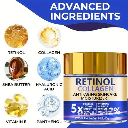 YouthRenew™ Retinol & Collagen Face Cream – Anti-Ageing Firming Moisturiser with Hyaluronic Acid 60g
