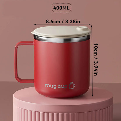 ThermaSip™ 400ml Insulated Stainless Steel Coffee Mug – Double Wall Leakproof Travel Cup with Lid